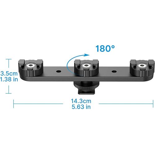  Unknown Camera Cold Shoe Extension Mount, PT-23 Triple Hot Shoe DSLR Plate Microphone LED Video Light Stand Gimbals Extendable Bar Vlog Accessories Kits for Gopro iPhone Sony Canon