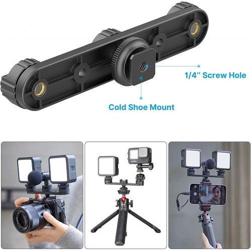  Unknown Camera Cold Shoe Extension Mount, PT-23 Triple Hot Shoe DSLR Plate Microphone LED Video Light Stand Gimbals Extendable Bar Vlog Accessories Kits for Gopro iPhone Sony Canon