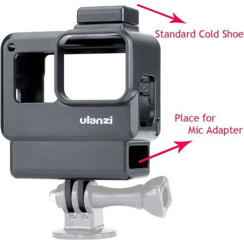  Unknown V2 Housing Case Vlogging Frame with Microphone Cold Shoe Mount Compatible for GoPro Hero 7 6 5 Mic Audio Adapter Action Camera Accessories