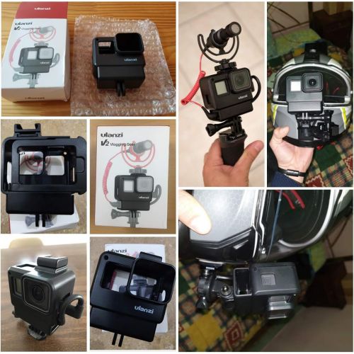  Unknown V2 Housing Case Vlogging Frame with Microphone Cold Shoe Mount Compatible for GoPro Hero 7 6 5 Mic Audio Adapter Action Camera Accessories