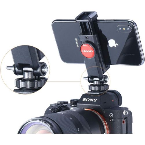  Unknown ST-06 Camera Hot Shoe Phone Tripod Mount Adapter 360 Rotation Phone Holder with Cold Shoe for Mic Light Stand Compatible with Canon Nikon Sony DSLR for DJI Ronin SC Gimbal Stabiliz