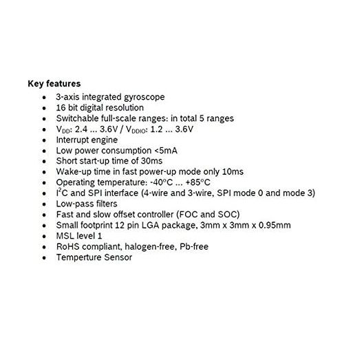  Unknown 2 pcs lot BMG160 Bosch Sensortec 3 axis Gyroscope Attitude Sensor Module