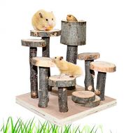Unknown CooShou Hamster Wood Playground Toy Apple Wood Chewing Toys Hamster Steps Stairs Climbing Toys with Feeder for Small Animals Sugar Glider Chinchilla Guinea-Pigs