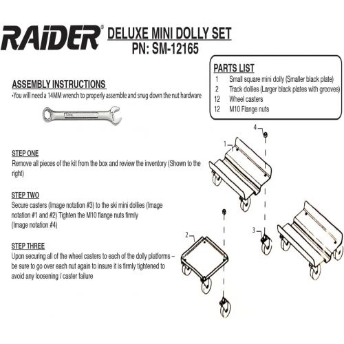  Raider SM-12165 Mini Black Steel Snowmobile Dolly Set (1,500 lb Weight Capacity)