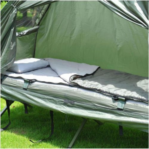  Unknown Outdoor 1-person Folding Tent Elevated Camping Cot w/Air Mattress Sleeping Bag