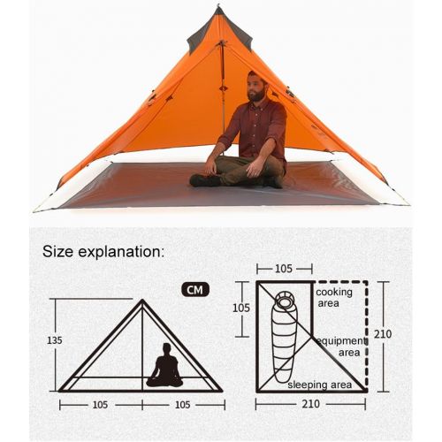  Unknown Tentock Ultralight Waterproof Double Layers 1 Person Pyramid Tent for Four Season Outdoor Camping Hiking