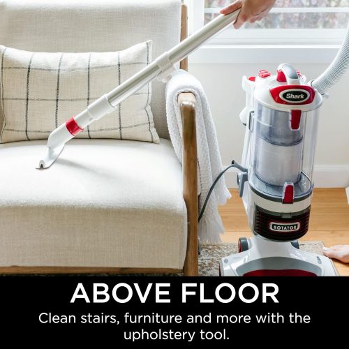  [아마존베스트]Shark Rotator Professional Upright Corded Bagless Vacuum for Carpet and Hard Floor with Lift-Away Hand Vacuum and Anti-Allergy Seal (NV501), White with Red Chrome