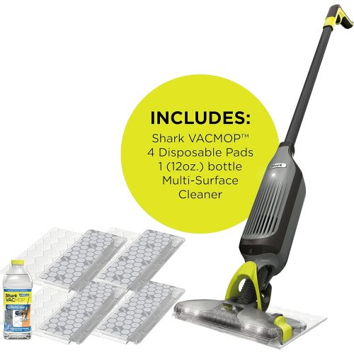  Unknown Shark VM252 VACMOP Pro Cordless Hard Floor Vacuum Mop with LED Headlights, 4 Disposable Pads & 12 oz. Cleaning Solution, Charcoal Gray