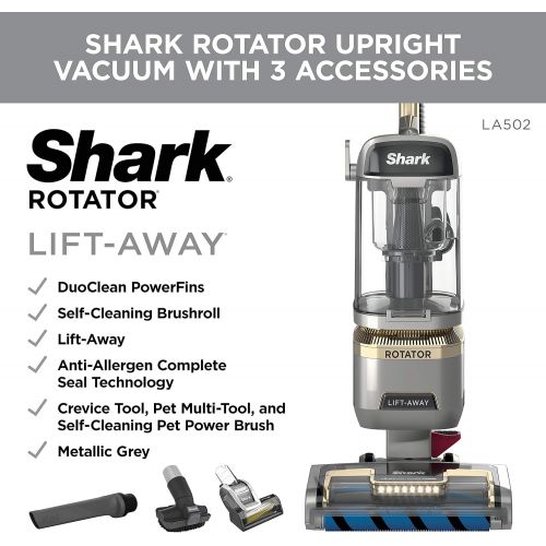  Unknown Shark LA502 Rotator Lift-Away ADV DuoClean PowerFins Upright Vacuum with Self-Cleaning Brushroll Powerful Pet Hair Pickup and HEPA Filter, w/Duo, Silver