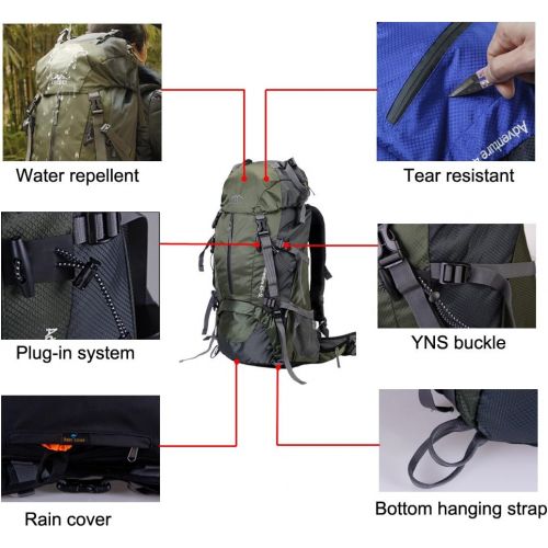  [아마존베스트]Topsky Sports Waterproof Internal Frame Backpack Unisex 40L 50L 60L Trekking Travel Daypacks with Rain Cover