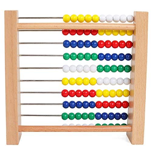  [아마존베스트]NA Preschool Number Learning Abacus Classic Wooden Toy Developmental Toy Brightly-Colored Wooden Beads 8 Extension Activities Great Gift for Girls and Boys Best for 3 4 and 5 Year