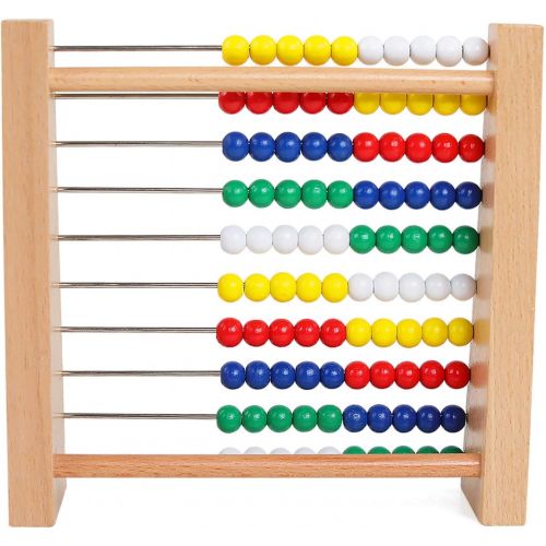  [아마존베스트]NA Preschool Number Learning Abacus Classic Wooden Toy Developmental Toy Brightly-Colored Wooden Beads 8 Extension Activities Great Gift for Girls and Boys Best for 3 4 and 5 Year