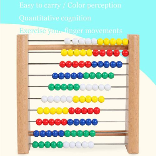  [아마존베스트]NA Preschool Number Learning Abacus Classic Wooden Toy Developmental Toy Brightly-Colored Wooden Beads 8 Extension Activities Great Gift for Girls and Boys Best for 3 4 and 5 Year