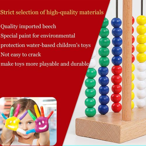  [아마존베스트]NA Preschool Number Learning Abacus Classic Wooden Toy Developmental Toy Brightly-Colored Wooden Beads 8 Extension Activities Great Gift for Girls and Boys Best for 3 4 and 5 Year