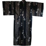 할로윈 용품Unknown Kimono with Gold Calligraphy Design (Japanese Cotton Yukata Robe)