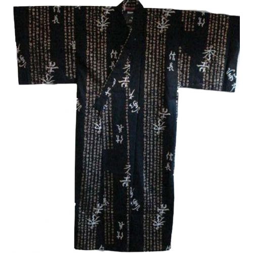  할로윈 용품Unknown Kimono with Gold Calligraphy Design (Japanese Cotton Yukata Robe)