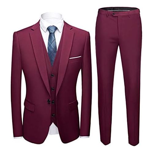  할로윈 용품Unknown MYS Mens 3 Piece Slim Fit Suit, One Button Jacket Blazer Vest Pants Set and Tie