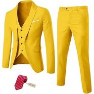 할로윈 용품Unknown MYS Mens 3 Piece Slim Fit Suit Set, One Button Solid Jacket Vest Pants with Tie