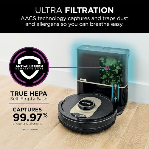  Unknown Shark AV2501AE AI Robot Vacuum with XL HEPA Self-Empty Base, Bagless, 60-Day Capacity, LIDAR Navigation, Perfect for Pet Hair, Compatible with Alexa, Wi-Fi Connected, Carpet & Hard