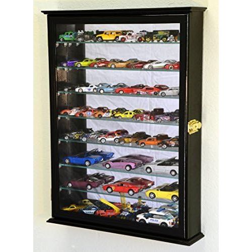  Unknown 7 Adjustable Shelves Mirrored Hot Wheels  Matchbox  Diecast Cars  164 143 Model Display Case Cabinet, Black