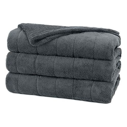  Unknown Electric Heated Plush Blanket Gray Twin