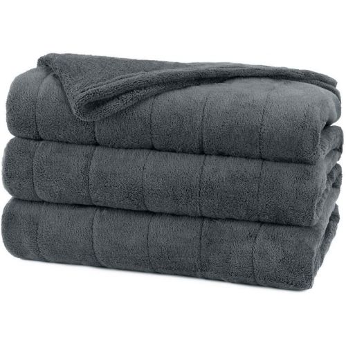  Unknown Electric Heated Plush Blanket Gray Twin