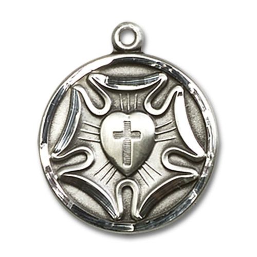  Unknown Sterling Silver Womens LUTHERAN Pendant - Includes 18 Inch Light Curb Chain - Deluxe Gift Box Included