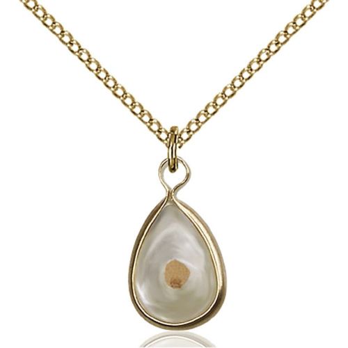  Unknown Gold Filled Mustard Seed Pendant 58 x 38 inches with Gold Filled Lite Curb Chain