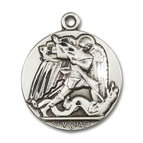  Unknown Sterling Silver St. Michael the Archangel Pendant 1 x 78 inches with Heavy Curb Chain