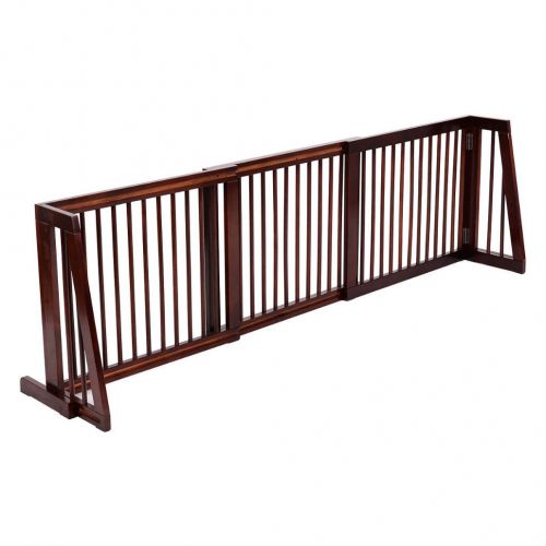  Unknown Folding Adjustable Free Standing 3 Panel Wood Pet Dog Slide Gate Safety Fence