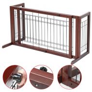 Pet Fence Gate Free Standing Adjustable Dog Gate Indoor Solid Wood Construction