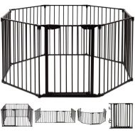 Unknown 8 Panel Metal Gate Baby Pet Fence Safe Playpen Barrier Wall-mount Multifunction