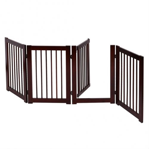  Unknown 30 Configurable Folding Free Standing 4 Panel Wood Pet Dog Safety Fence w Gate