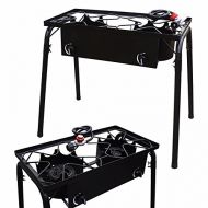Unknown Double Stove Burner Propane Gas Stove Outdoor Detachable Leg Camp Bbq Cook Black