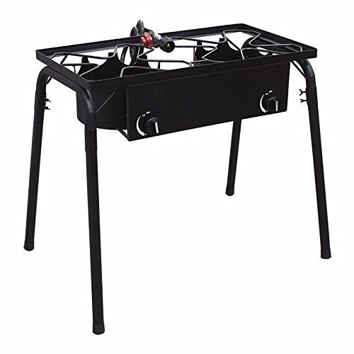  Unknown Double Stove Burner Propane Gas Stove Outdoor Detachable Leg Camp Bbq Cook Black