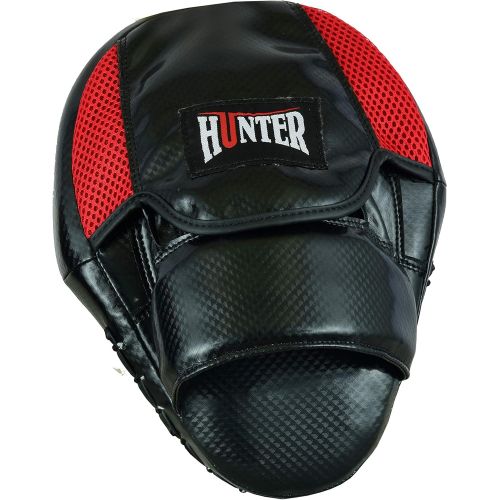  Hunter Boxing Pads Gel Focus Mitts Leather MMA Muay Thai Hook and Jab Curved Kickboxing Training Strike Target Hand Pads Martial Arts Punching Shield