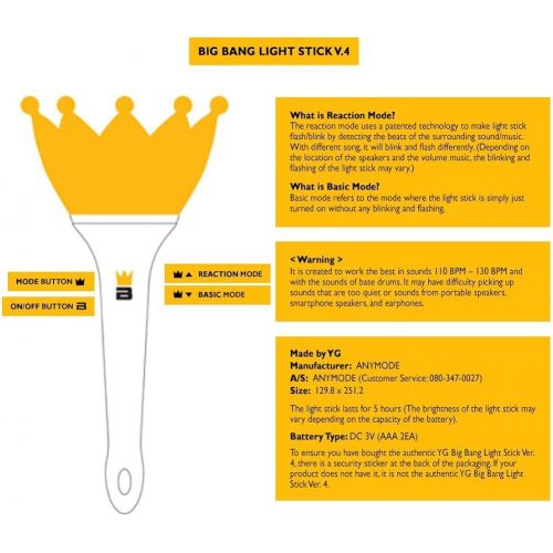  YG Entertainment Bigbang Idol Goods Fan Products YGeShop Official penlight Light Stick Version 4 Black and White