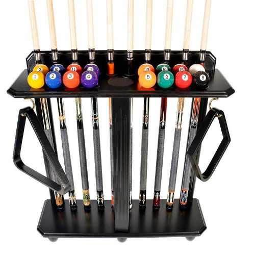  Unknown Cue Rack Only - 10 Pool - Billiard Stick & Ball Set Floor - Stand Black Finish