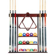Unknown Cue Rack Only- 6 Pool Billiard Stick Wall Rack Holder Mahogany Scratch + Dent