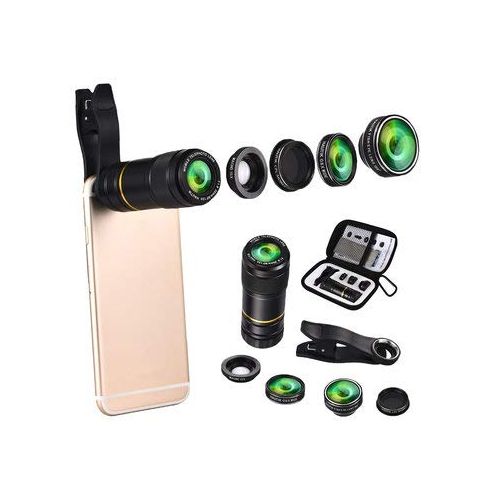  Unknown 5 in 1 198° Fisheye 0.6x Wide Angle 15x Macro 12x Lens CPL Polarizer for Smartphone - Mobile Photography Lenses -1 Set of Deluxe 5in1 Lens Kit