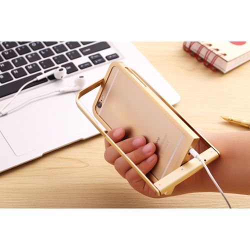  Unknown New R-just Case Aluminum bumper With Wireless Bluetooth Remote Shutter Lazy people Stand For iphone 66s - Roses gold