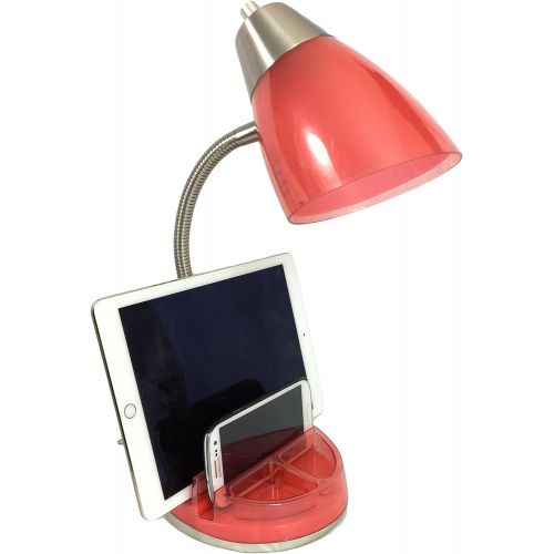  Unknown Retro Goose Neck Organizer Lamp with Phone & Tablet Docking Station with AC Outlet in PeachSalmon