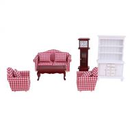 Unknown MagiDeal Luxury 1/12 Dolls House Miniature Furniture Kit Sofa Cushions End Table Cabinet Bookshelf Vertical Clock Suit