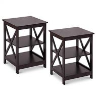 Unknown 2PC 3-Tier Nightstand End Table/Storage Display Shelf Living Room Furni Espresso