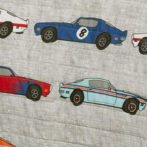  Unknown 3pc Adorable Blue Red Yellow Grey White Full Queen Quilt Set, Polyester, Race Car Themed Bedding Colorful Fun Cute Cars Road Novelty Boys Teen Kids Racing Auto