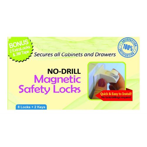  Unknown NEW Magnetic Cabinet Locks - 10 Locks + 2 Keys | Child Safety in Kitchen