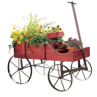 Unknown Unbranded* Garden Planter Wood Green Amish Wheeled Yard Decor Indoor Outdoor Flowers Wagon (Country RED)