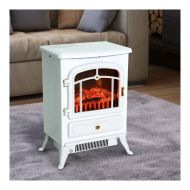 Unknown White 1500W Electric Fireplace Freestanding Fire Flame Stove Heater Adjustable