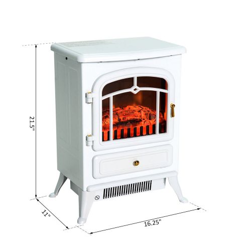  Unknown White 1500W Electric Fireplace Freestanding Fire Flame Stove Heater Adjustable