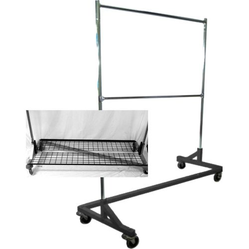  Unknown Double Rail Z Rack Rolling Clothes Rack Garment Rack with Bottom Shelf Combo in Black